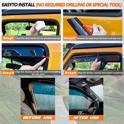 Vista 6 de Viseras de ventana en canal, protectores de lluvia compatibles con Mazda CX-5 2017-2025 (2017-2025) - Deflectores de ventilación de policarbonato