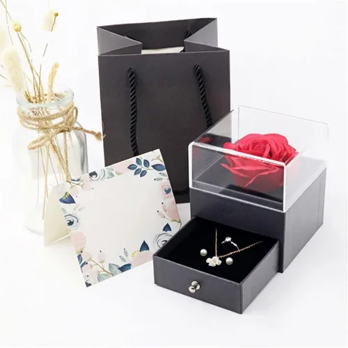 Vista 5 de MABEK Jewelry Boxes Acrylic Rose Necklace Gift Box Jewelry Box Gift Box