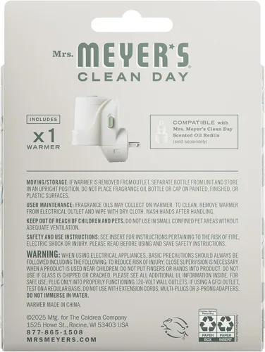 Vista 2 de MRS. MEYER'S Clean Day - Difusor de aceite perfumado premium, ambientador de pared enchufable, dispositivo de aroma aromatéutico para el hogar