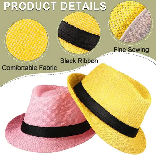 Vista 4 de 22 sombreros de paja para hombres y mujeres, sombreros cubanos a granel, sombreros de fiesta, sombrero de Panamá, gorras de ala corta, sombreros