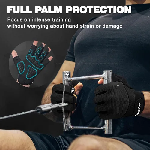 Vista 4 de Seektop Guantes de entrenamiento transpirables para mujeres y hombres, guantes gruesos acolchados para levantamiento de pesas, protección completa
