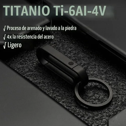 Vista 5 de KeyUnity Clip de cinturón Titanium del tenedor de la llave, llavero lateral doble del mosquetón para los hombres Km10 (Pvd Negro)