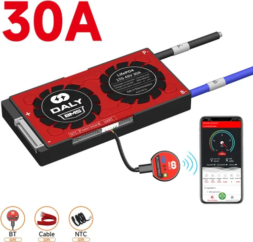 Vista 3 de DALY BMS Smart BMS 48V LiFePO4 30A 15S Batería de litio PCB placa de protección con cables de equilibrio para 18650 LiFePO4 3.2V batería de celdas