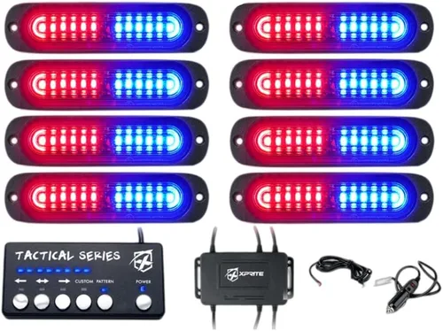 Vista 12 de Xprite Kit de luces estroboscópicas LED ámbar para montaje en superficie, parrilla de parrilla lateral, luz intermitente de advertencia