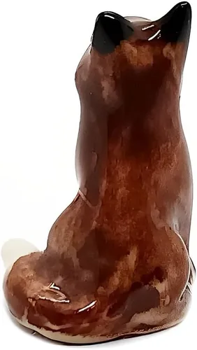 Vista 5 de WitnyStore Figura de cerámica de zorro sentado marrón de ¾ pulgadas para decoración de terrario, estatua coleccionable para coleccionistas adultos