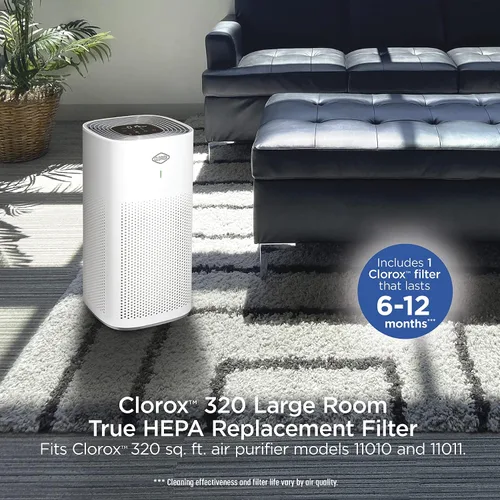 Vista 4 de Clorox Filtro de repuesto para purificador de aire de habitación grande, 1,500 pies cuadrados de capacidad, elimina el 99,97% de los alérgenos