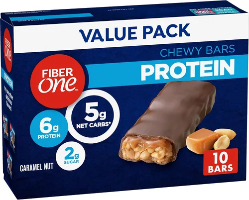 Vista 12 de Barras proteínicas masticables Fiber One, nuez de caramelo, aperitivos proteínicos, 1.17 oz, 5