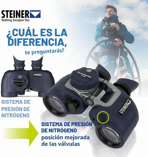 Vista 7 de Prismáticos Steiner Optics Marine Commander 7 x 50 con brújula, prismáticos profesionales impermeables, calidad alemana, imágenes cristalinas