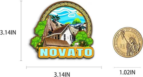 Vista 3 de Novato California USA - Imán para nevera con imán de madera 3D, monumentos de viaje, coleccionables, decoración hecha a mano, 2