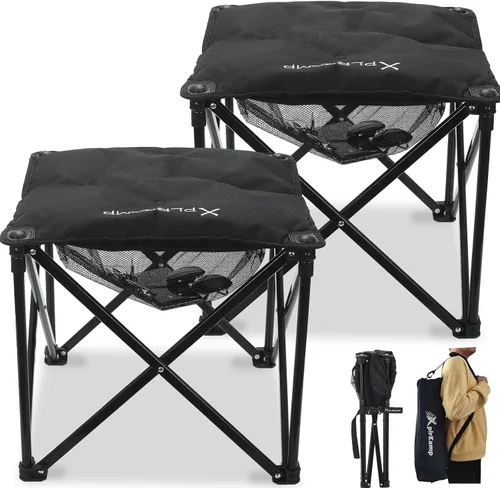 Vista 10 de Taburete acolchado para campamento, reposapiés de gran tamaño de 18 pulgadas, silla de campamento plegable para exteriores, silla otomana portátil