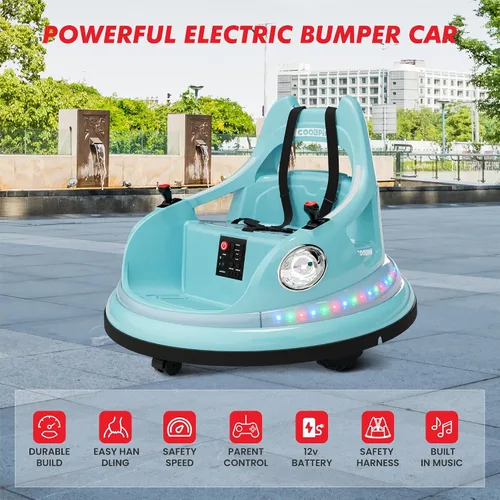 Vista 2 de Coche parachoques para niños, auto parachoques de 12 V para niños pequeños con control remoto, 2 velocidades, 2 modos de conducción, giro de 360°