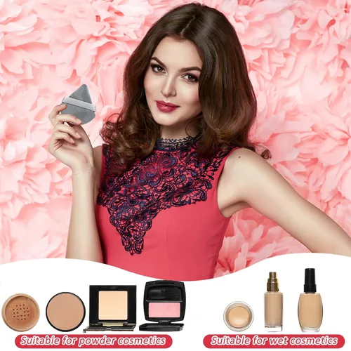 Vista 6 de Meanplan 90 esponjas de maquillaje con forma de triángulo suave, con correa, licuadoras y esponjas de maquillaje, base cosmética, herramienta