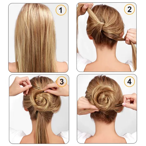 Vista 4 de Cehony Horquillas en forma de U, 200 unidades para mujeres, señoras, niñas, horquillas históricas francesas, horquillas para peinar el cabello, Negro