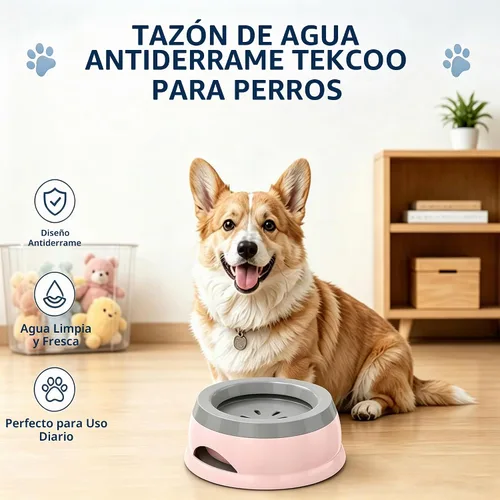 Vista 2 de Cuenco de agua antiderrames de 25 onzas para perros y gatos, pequeño cuenco Rosa