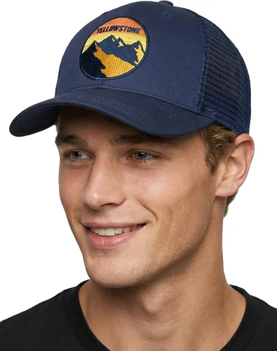Vista 12 de Funky Junque Gorra de béisbol para hombre y mujer, diseño de camionero, con cierre de malla, ajustable, retro, transpirable Birdie Blitz - Beige