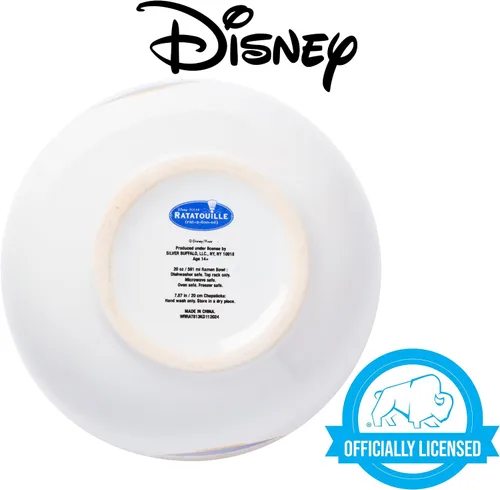 Vista 7 de Silver Buffalo Disney Pixar Ratatouille con Remy Cooking Love - Cuenco de cerámica para fideos ramen y arroz con palillos, apto para microondas, 20