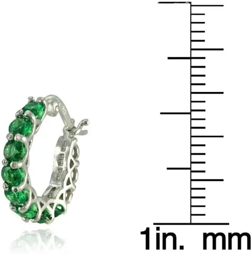 Vista 3 de Aretes de aro redondos pequeños de plata de ley, auténticos, creados o simulados