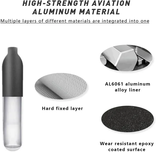 Vista 7 de Botella de aire de aluminio de 4500 psi, cilindro de PCP aeronáutico a prueba de explosiones de 30 Mpa, tanque de alta presión recargable M18 * 1.5