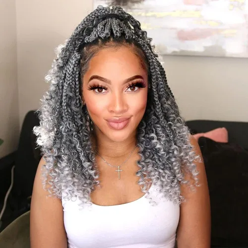 Vista 30 de Goddess Box Braids 1B3330 - Trenzas de ganchillo bohemias de 10 pulgadas para mujeres negras, paquete de 7 paquetes de trenzas bohemias preenlazadas