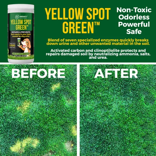 Vista 4 de Yellow Spot Green™ Cura quemaduras de orina y previene manchas amarillas en tu jardín. Neutralizador de orina de perro para céspedes. Repara