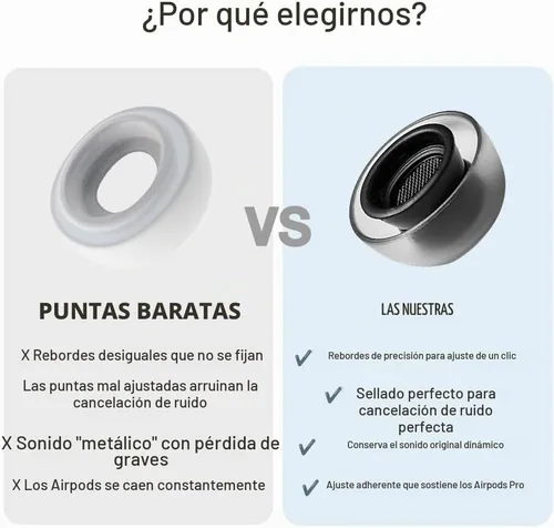 Vista 3 de AZLA Crystal AirPods Pro - Reemplazo de punta de oído, puntas de silicona LSR prémium