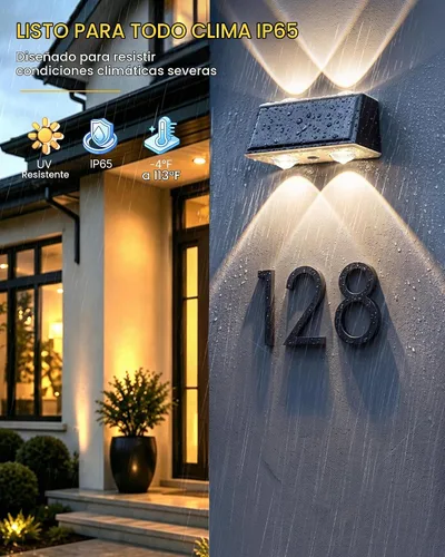Vista 5 de Luces solares para valla al aire libre con control remoto, paquete