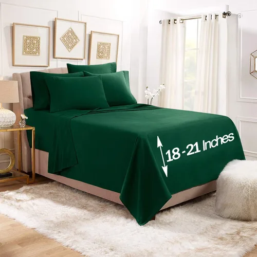 Vista 22 de Empyrean - Juego de 4 sábanas bajeras de bolsillo extra profundo de 110 GSM, juego de 4 sábanas de bolsillo extra profundo de 110 GSM, sábanas