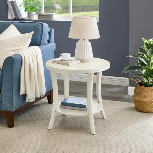 Vista 12 de Roundhill Furniture Perth - Mesa auxiliar redonda contemporánea con estante, color espresso