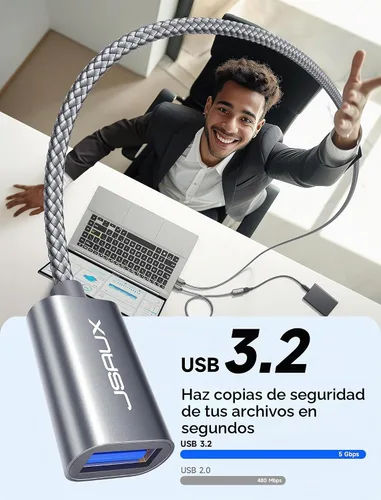Vista 2 de JSAUX Cable de extensión USB 3.0 de 1.6 ft, cable de extensión USB A macho a hembra, material trenzado duradero, transferencia de datos rápida