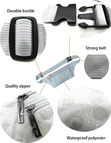 Vista 20 de Bolsa de cintura ultrafino con ranuras c/visualización para tarjeta de crédito, para deportes, aire libre, correr, caminar, viajes.