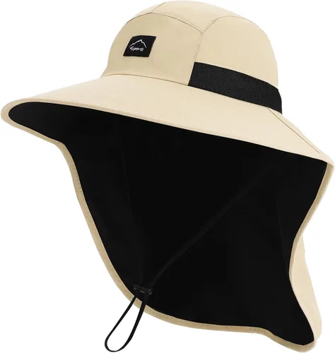 Vista 3 de Rosoz Sombrero de sol al aire libre para hombres y mujeres, UPF 50+sombrero beige (1pack-beige)