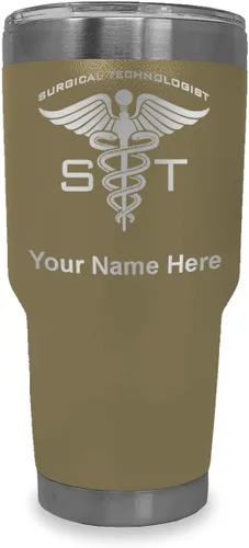 Vista 10 de LaserGram Vaso aislado al vacío de 20 onzas, ST Surgical Technologist, grabado personalizado incluido (gris)