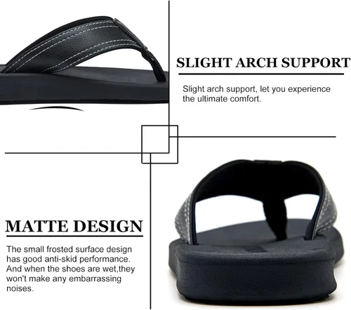 Vista 4 de ADAX Sandalias de cuero cómodas para hombre antideslizantes con cojín deportivo para playa sandalias de tanga