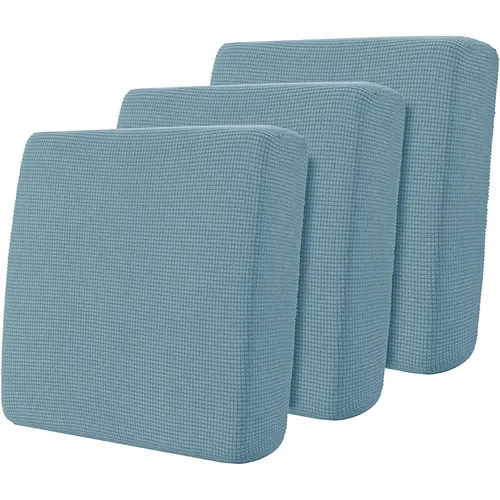 Vista 4 de Bundle of Hokway Fundas de cojín de sofá, fundas de cojín elásticas para asiento de sofá, protector de cojín (azul ahumado, 1 unidad + 3 unidades)