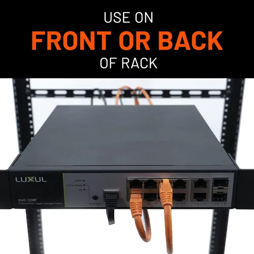 Vista 5 de ECHOGEAR Kit de barra de acoplamiento de gestión de cables para rack, incluye 4 barras de amarre de 1U, 24 bridas de cremallera, 8 tuercas de jaula