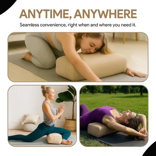 Vista 7 de Almohada rectangular de yoga para meditación, yoga y apoyo de espalda, cojín de meditación suave con funda de algodón extraíble para lavar a mano