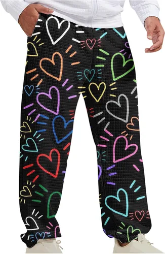 Vista 4 de Pantalones deportivos para hombre Estampado del día San Valentín Bolsillos Cintura elástica Pantalones Largos Pantalones