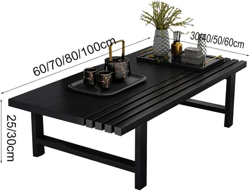 Vista 3 de Mesa de centro, mesa de estar de estilo japonés, mesa de protección ambiental E1 para el hogar + marco de acero al carbono mesa baja