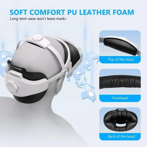 Vista 4 de Comfort Head Strap Compatible with Meta Quest 3 Accessories. MQ3 Elite Strap Replacement for Enhanced Support, Pressure-Free, Immersive VR Gaming