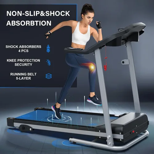 Vista 3 de FYC Compact Folding Treadmill for Home - 2.5HP Quiet Brushless Motor, 3-Level Incline, 7.5 MPH, Shock Absorption, Space-Saving Design for Running