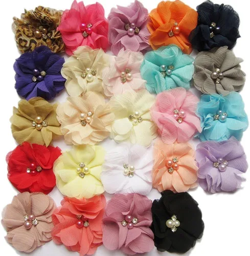 Vista 66 de YYCRAFT Paquete de 30 diademas de flores de gasa de 2 pulgadas, color rosa bebé