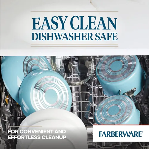 Vista 7 de Farberware Cookstart DiamondMax Sartén/Plancha Cuadrada Profunda Antiadherente, Apta para Lavavajillas, 11 Pulgadas - Aguamarina