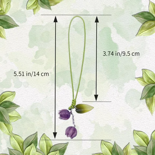 Vista 2 de Adorable dije de flor para teléfono celular, lindo llavero de accesorios de cadena de teléfono para mujeres y niñas (morado)