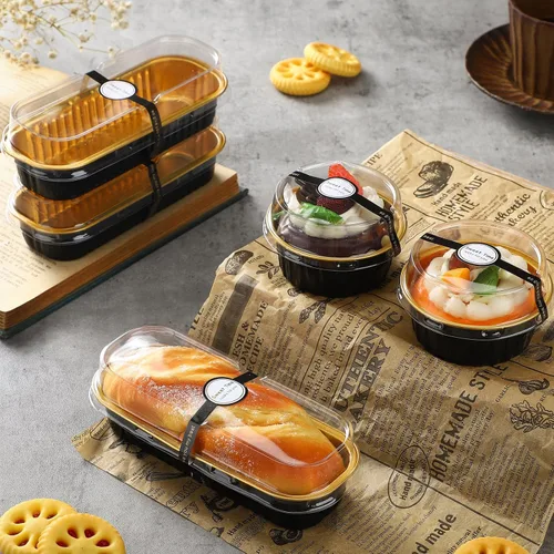 Vista 3 de Suclain 600 piezas de mini moldes para pan negros y dorados con tapas y cucharas, calcomanías de sellado de 6.8 onzas, papel de aluminio desechable