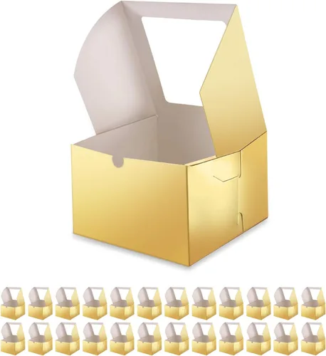 Vista 8 de 25 cajas blancas de panadería con ventana de 5 x 5 x 3.5 pulgadas 5x5x3.5 Blanco