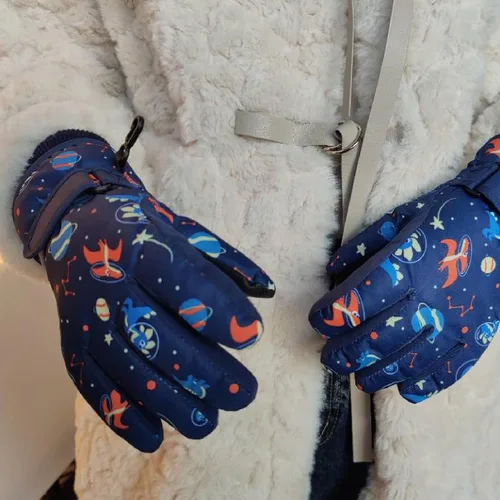 Vista 6 de JEELAD Guantes de esquí para niños y niñas, guantes de nieve de invierno, resistentes al viento, guantes de ciclismo para niños y niñas, clima frío