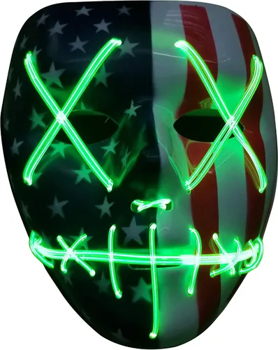 Vista 2 de Trippy Lights Máscara de purga LED para adultos y niños, máscara de estilo clásico para Halloween, disfraces y fiestas