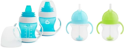 Vista 8 de Munchkin® Gentle™ Transition Sippy Trainer - Tazón de 4 onzas, paquete de 2, cuencos de succión azules y Stay Put™ para bebés y niños pequeños