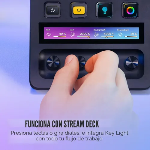 Vista 7 de Elgato Key Light - Luz de estudio profesional de 2800 lúmenes con abrazadera de escritorio para streaming, grabación y videoconferencia, temperatura