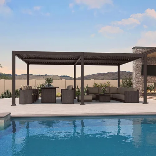 Vista 25 de PURPLE LEAF - Pérgola con listones de 10 x 12 pies para exterior, toldo ajustable moderno de aluminio para patio con techo retráctil para terraza